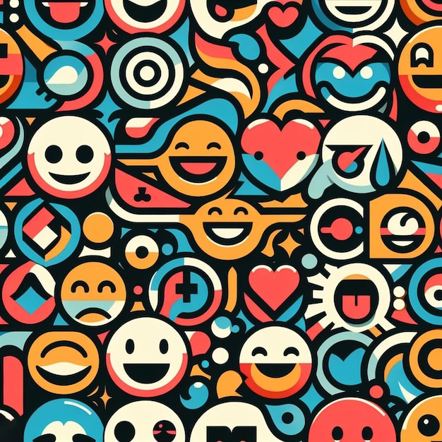 hyperrealistic pattern of smily emoticon emoji avatar fancy design seamless fabric texture