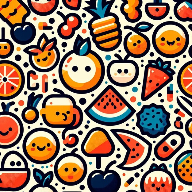 Hyperrealistic pattern of smily emoticon emoji avatar fancy design seamless fabric texture