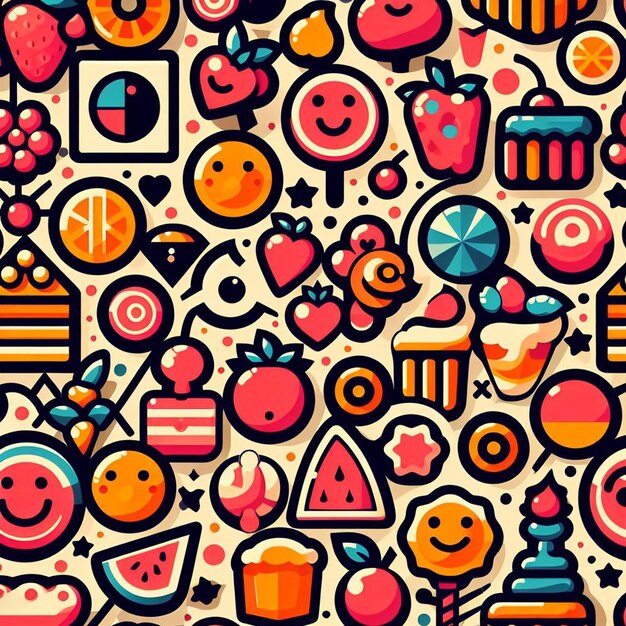 hyperrealistic pattern of smily emoticon emoji avatar fancy design seamless fabric texture