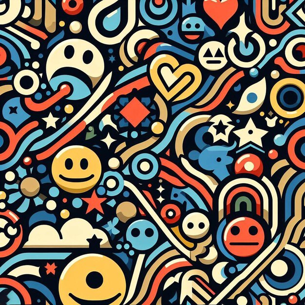 hyperrealistic pattern of smily emoticon emoji avatar fancy design seamless fabric texture