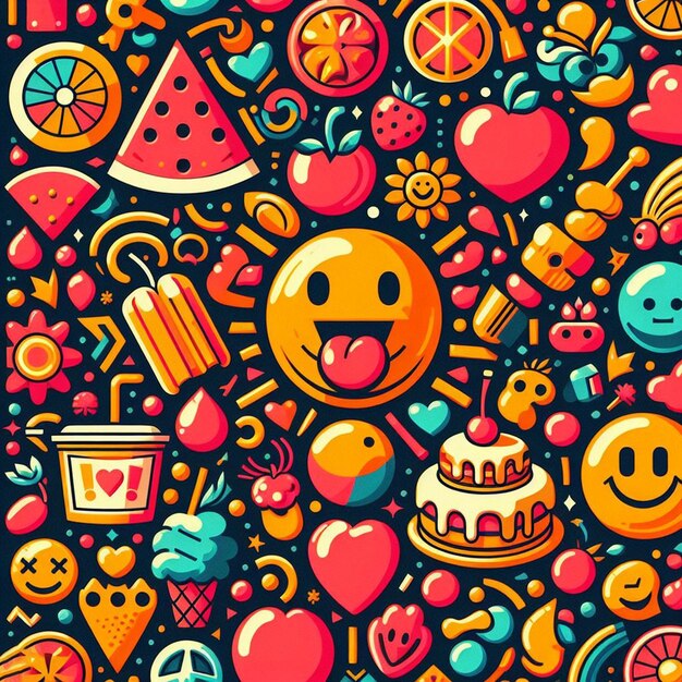 hyperrealistic pattern of smily emoticon emoji avatar fancy design seamless fabric texture