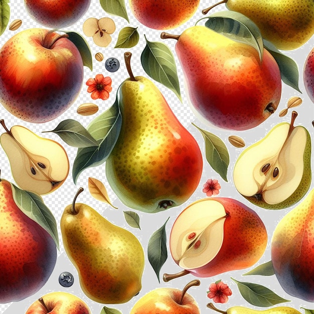 Modello iperrealistico consistenza acquerello naturale fresco frutta di pera sana sfondo trasparente