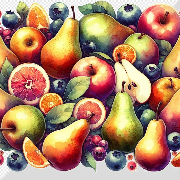 Vettore modello iperrealistico consistenza acquerello naturale fresco frutta di pera sana sfondo trasparente