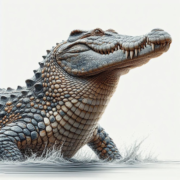 Vector hyperrealistic vector art african nil crocodile reptile isolated white background poster pic png