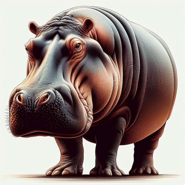 Vector hyperrealistic vector art african wildlife animal hippo isolated white background