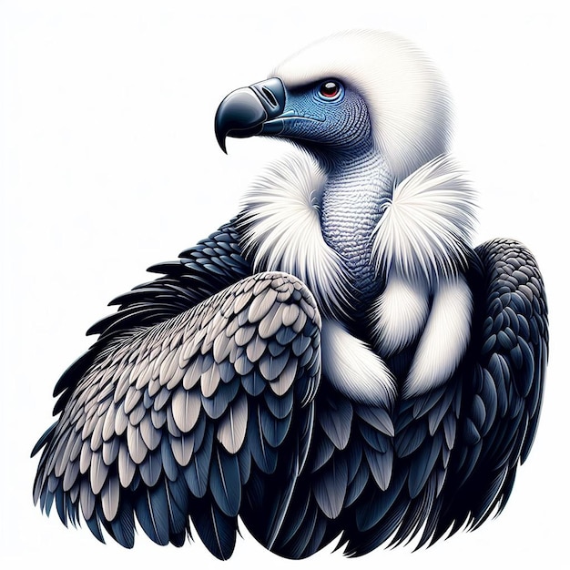 Vector hyperrealistic vector art african wildlife animal white headed vulture isolated white background