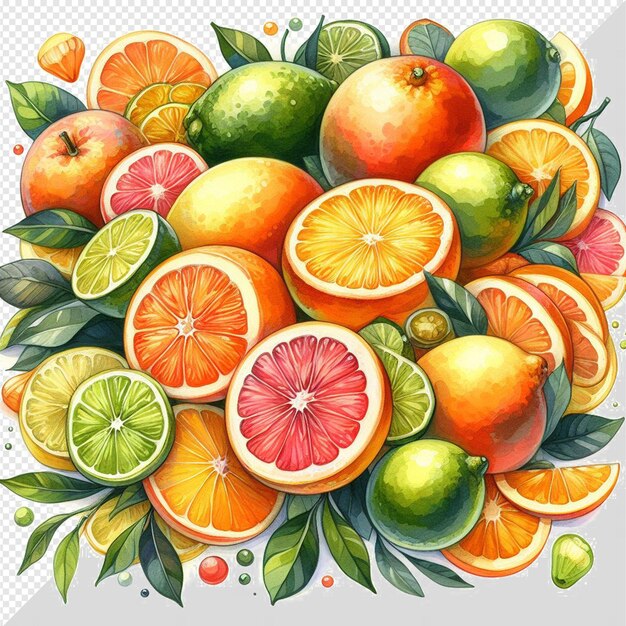 hyperrealistic vector illustration fresh citrus lemon lime fruit isolated transparent background