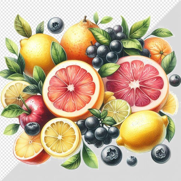 hyperrealistic vector illustration fresh citrus lemon lime fruit isolated transparent background