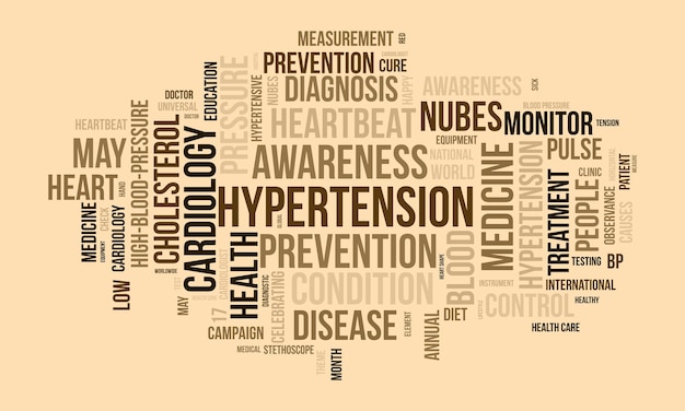 Hypertension word cloud template Health awareness concept vector background