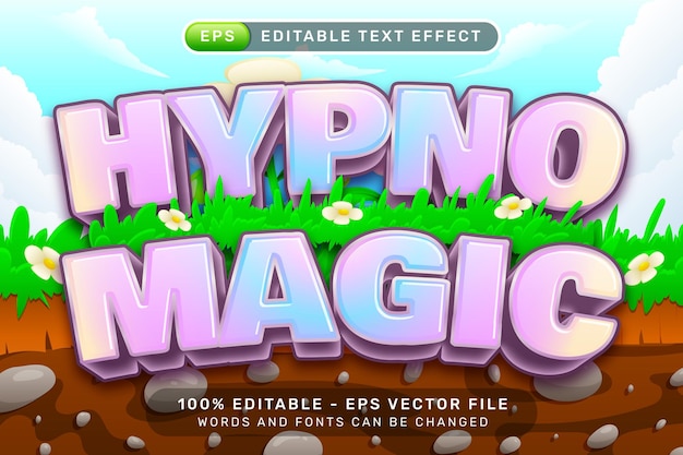 hypno magische 3D tekst effect met natuur achtergrond en gras illustratie