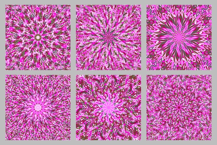 Vector hypnotic round pattern mosaic background design set
