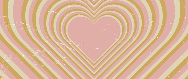 Hypnotic tunnel in the shape of a heart Wallpaper in the style of the 70s Perfect for cover