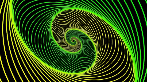 Vector hypnotische groene en gele spiraal werveling hypnotiseren spiralen vertigo geometrische illusie