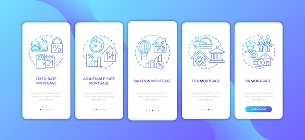 Hypotheektypen onboarding mobiele app-pagina