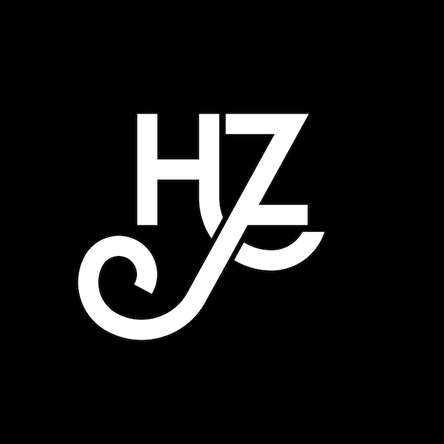 Vettore hz progettazione di logo a lettere su sfondo nero hz iniziali creative concetto di logo a lettera hz progettazione delle lettere hz design a lettere bianche su fondo nero h z h z logo