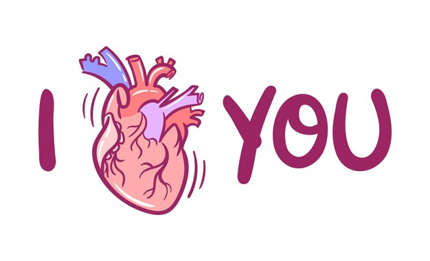 i adore you a finely crafted handdrawn depiction of a lifelike anatomical heart seamlessly