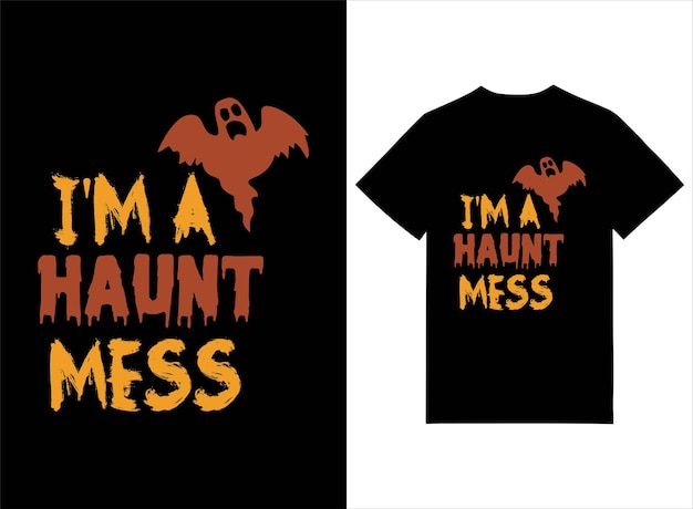 Вектор Дизайн футболки на хэллоуин «я призрачный беспорядок»
