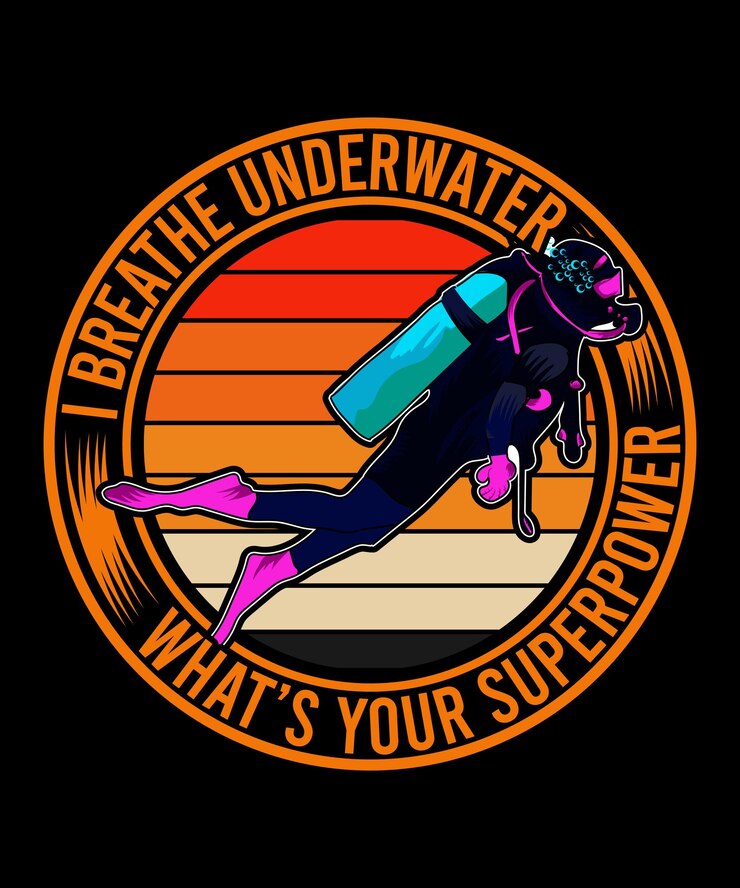 I Breathe Underwater What Your Superpower 티셔츠 디자인 스쿠버 다이빙 디자인  ⁇ 터 아트
