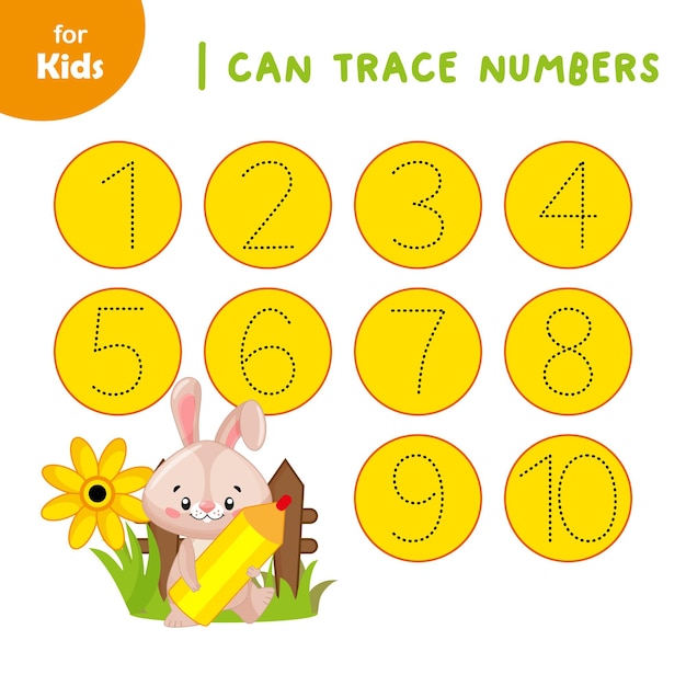 I can track numbers Educational game for children easter workbook