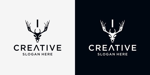 I deer head logo design