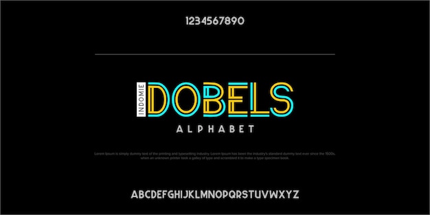 I dobels typeface double line alphabet modern abstract font set