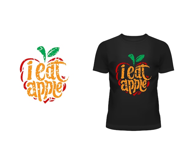 Vector i eat apple t shirt design