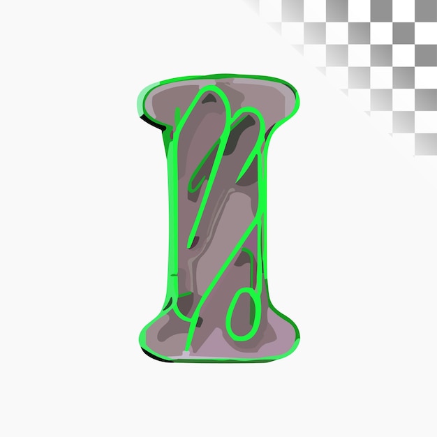 Вектор i letter design стильный шрифт зеленый 3d неоновый знак гладкий алфавит