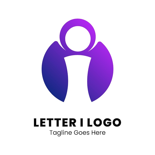 I Letter Logo Icon Purple gradient Design template Element