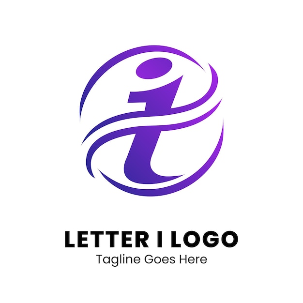 I letter logo icon purple gradient design template element