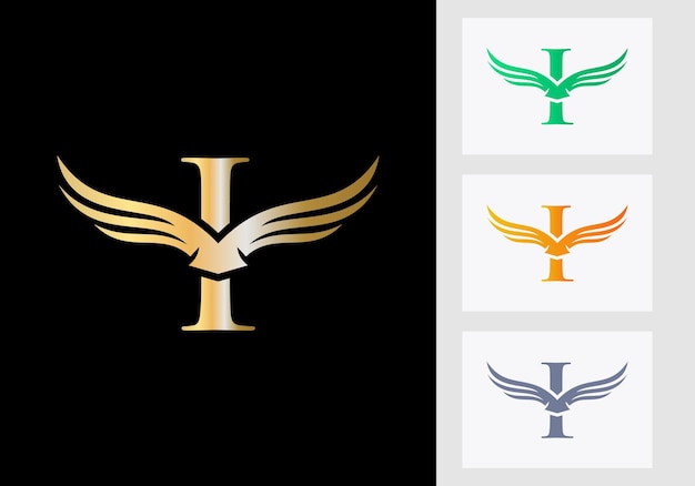 I letter wing logo design. letter I logo and wings concept