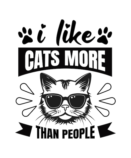 Premium Vector | I like cats more than people tshirt design