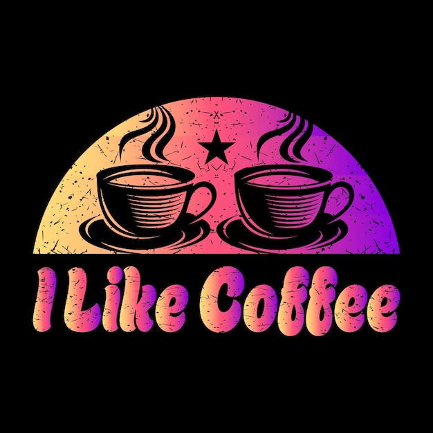 벡터 i like coffee typography 다채로운 새 티셔츠 디자인