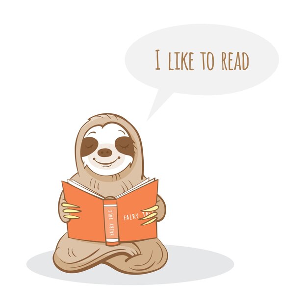 Fan reading. Sloth reading a book PNG.