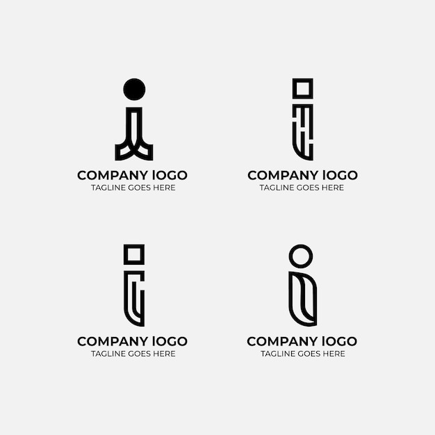 Vector i logo set flat design template collection