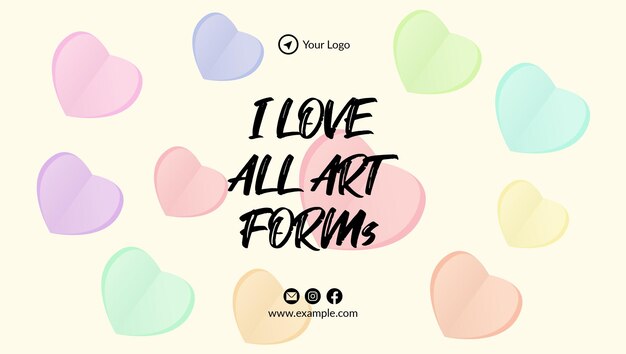 I love all art forms landscape banner design template