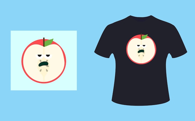 I love apple, cute apple slice face t shirt design, t shirt vector template