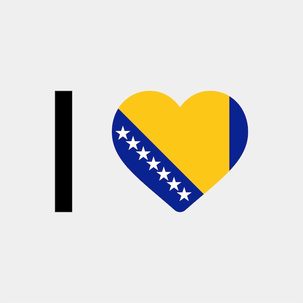 I Love Bosnia and Herzegovina Country Heart vector illustration