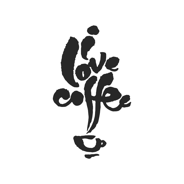 I Love Coffee Calligraphy Lettering