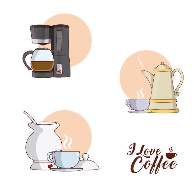 I love coffee collection vector illustration graphic design