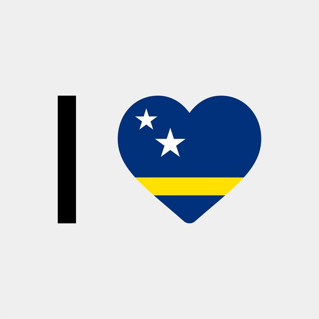 I Love Curacao Country Heart vector illustration