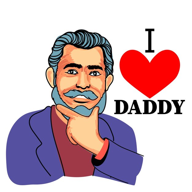 i love daddy making finger symbol vector character