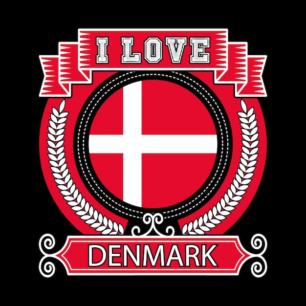 벡터 나는 덴마크를 사랑한다