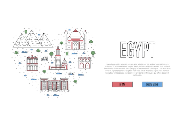 I love Egypt template in linear style