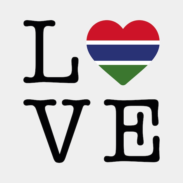 I Love Gambia flag heart icon vector illustration