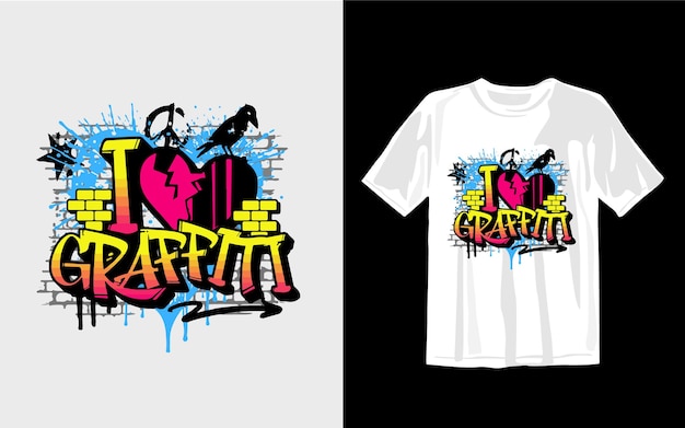 Vector i love graffiti illustration t shirt design vector