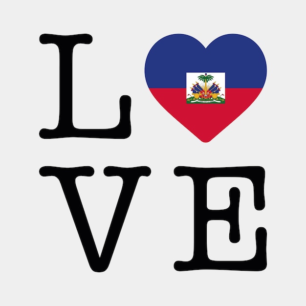 Vector i love haiti flag heart icon vector illustration