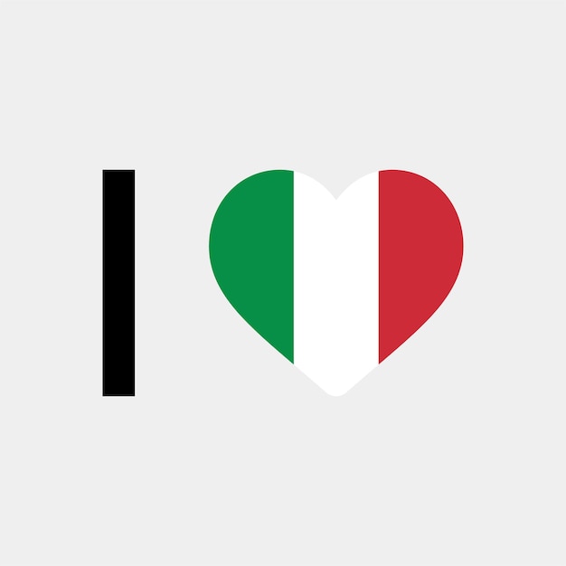 Vettore amo l'italia paese cuore illustrazione vettoriale