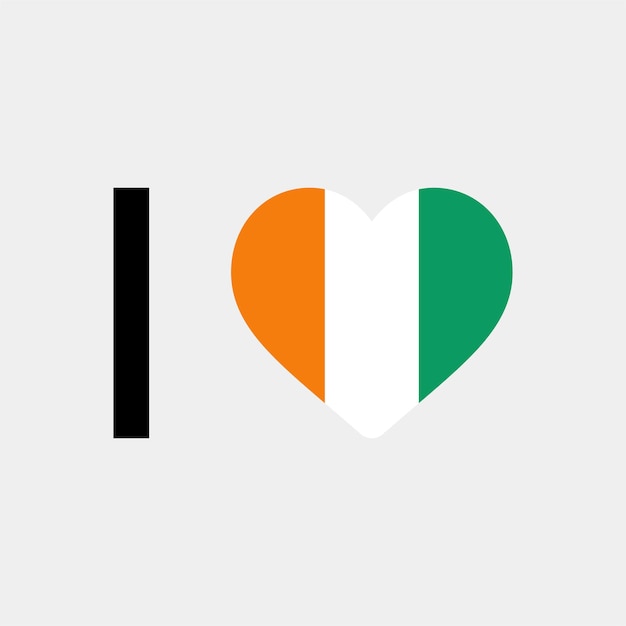 I Love Ivory Coast Country Heart vector illustration