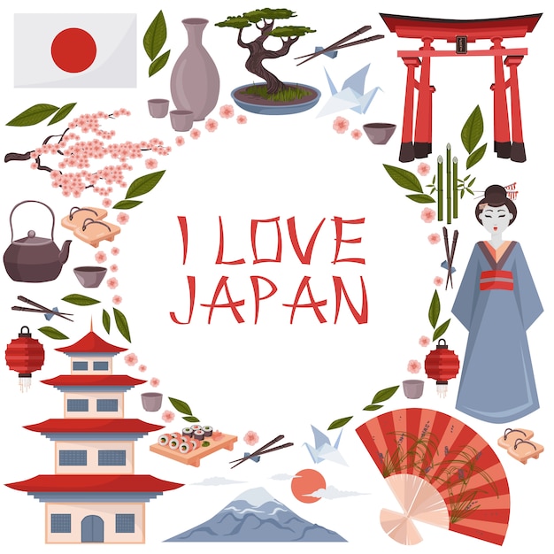 Vector i love japan illustration