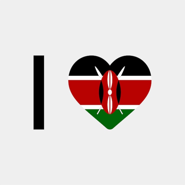 I Love Kenya Country Heart vector illustration